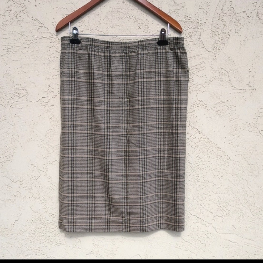 ALFRED DUNNER Pull On Tweed Wool Midi Skirt Lined Size 10 No Belt
